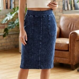Hardtail Pencil Mineral Wash Indigo Cotton Lycra Skirt XL
